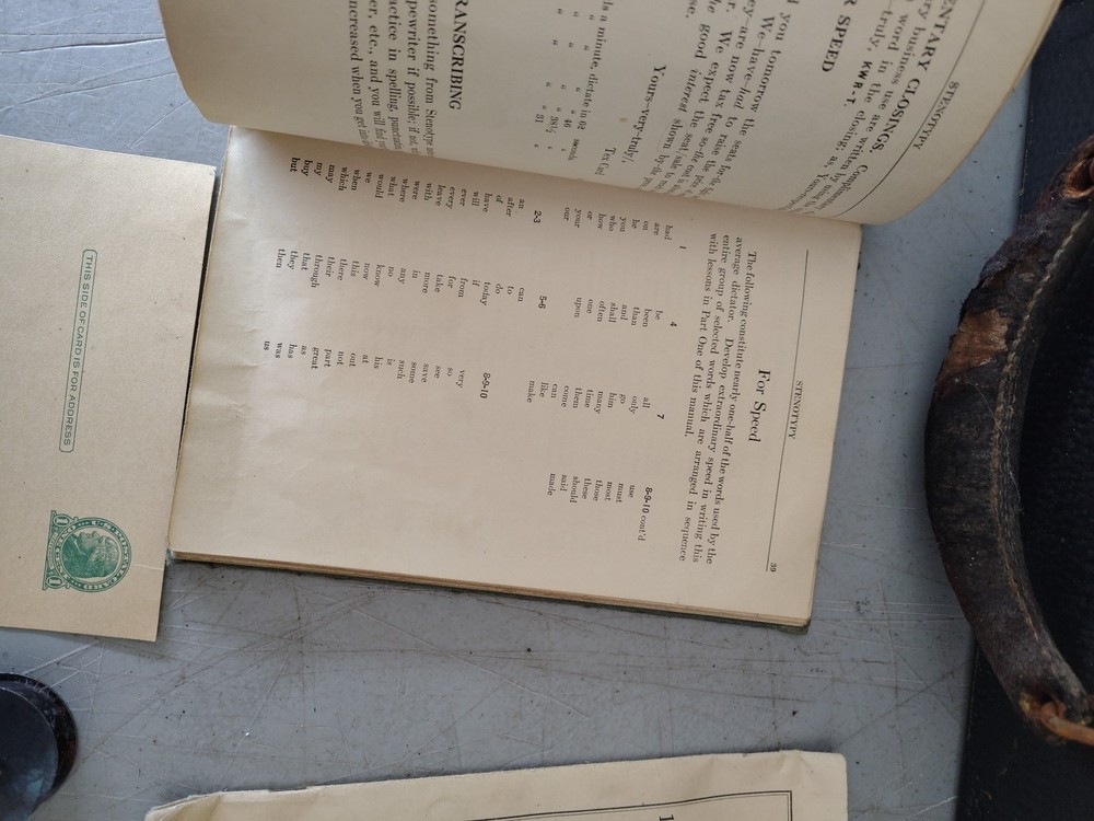 ANTIQUE STENOTYPE TYPING MACHINE WITH CASE BOOK COR