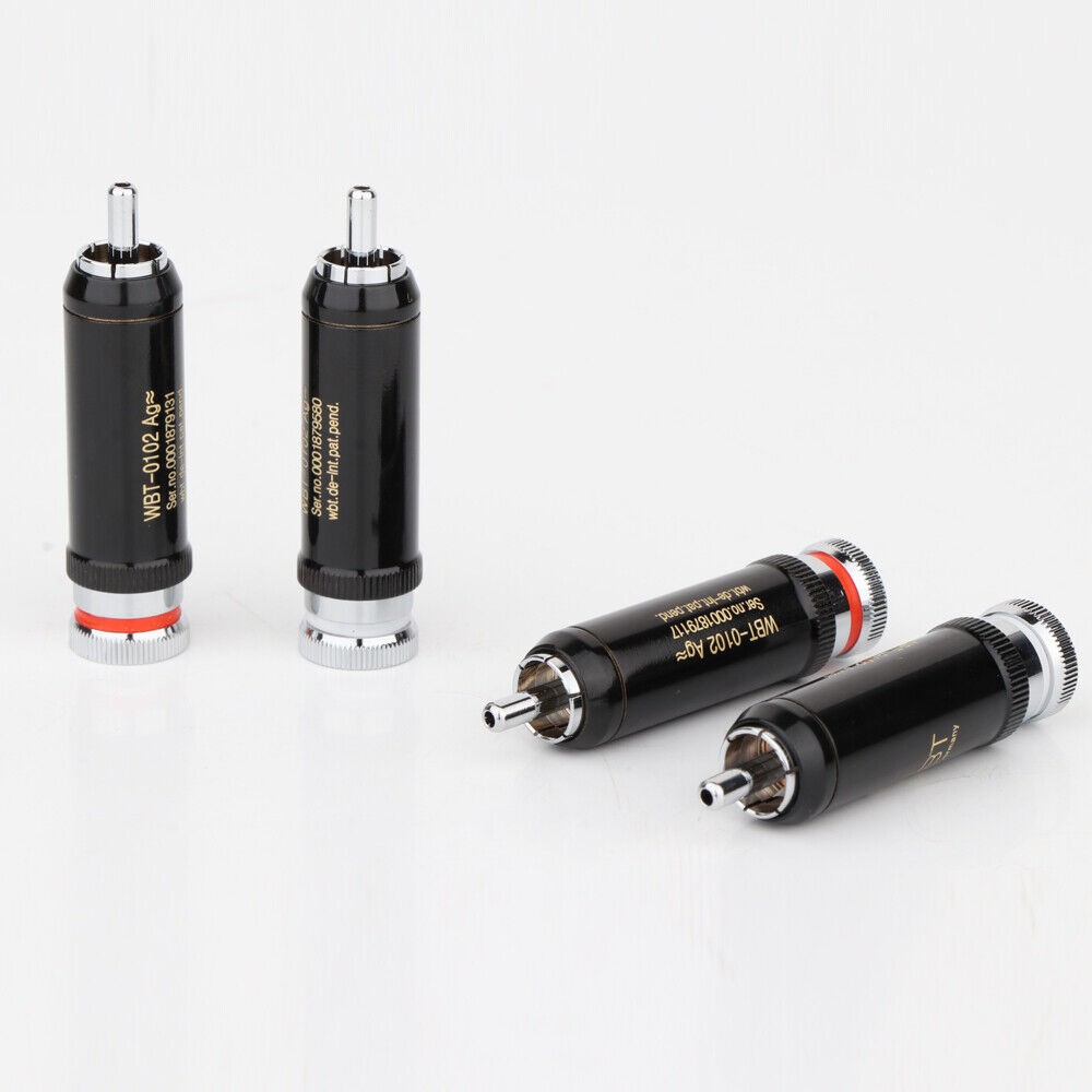 4Pcs Brass Rhodium WBT-0102 RCA Plug Connector Audio Cable Terminal Socket