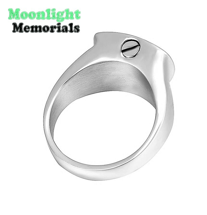 New Cross Embossed Cremation Ash Urn Memorial Keepsake Ring