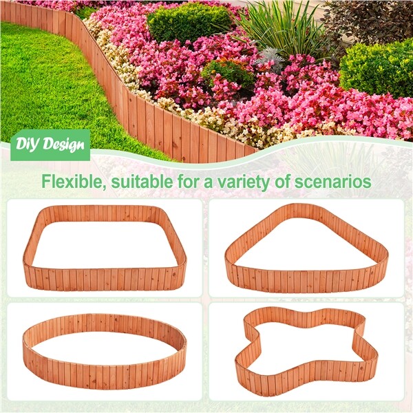 Wooden Fence Garden Landscape Edging Flexible Decorative Border for Yard Patio