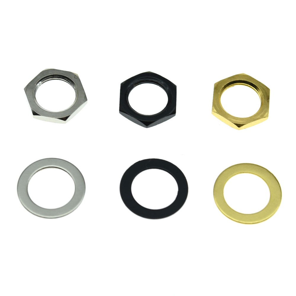 20pcs Guitar Input Output Jack Socket Nut and Washer Metric Jack Nuts Black