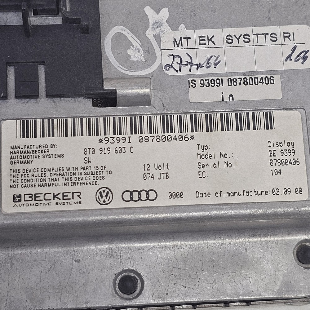 2005-2011 Audi S5 MMI Display Screen GPS Navigation System 8T0919603C