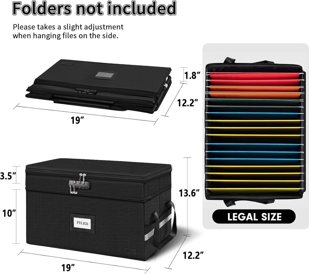 ETRONIK Large Fireproof Document Box Lock 2-Layer File Organizer #R013