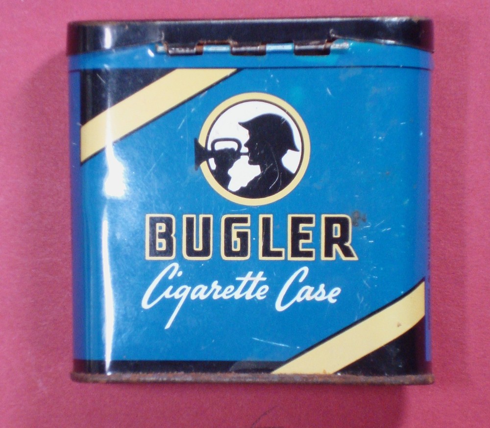 Bugler Blue Tin Hinged Lid Cigarette Case
