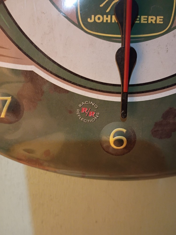Vintage Racing Reflections John Deere Wall Clock Used Green
