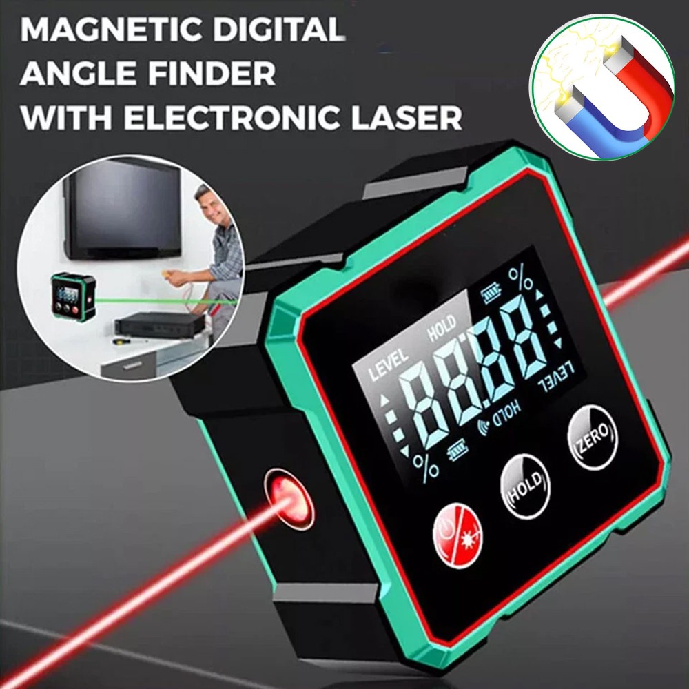 Digital Angle Finder W/ Laser Level Inclinometer Magnetic Angle Gauge Protractor