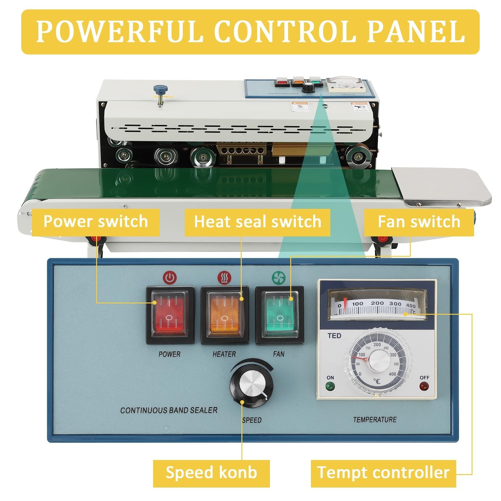 Continuous Bag Band Sealing Machine FR-900 Automatic Horizontal Band Sealer 110V