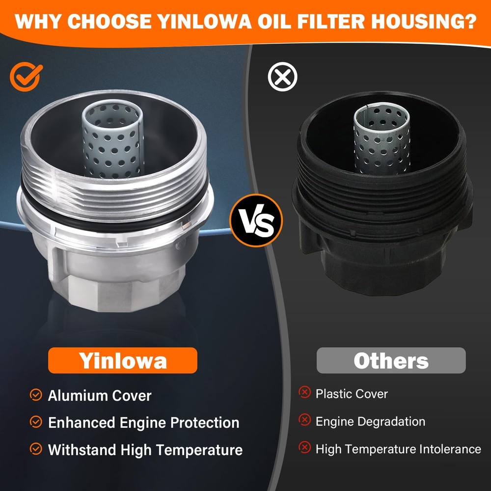 Oil Filter Housing Cap Assembly with Plug & Cap, silver