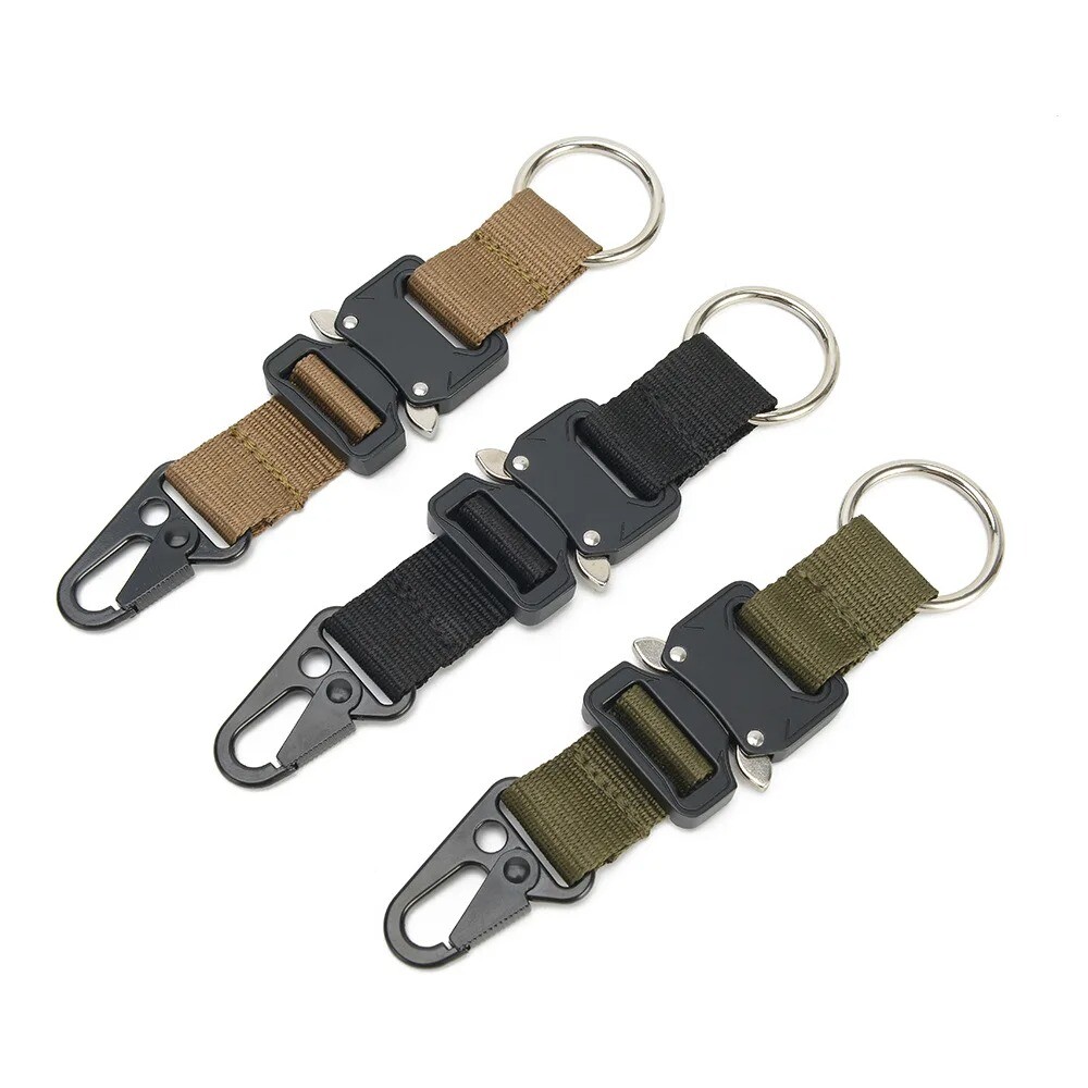 Tactical Keychain with Heavy Duty Quick Release Metal Buckle EDC Gear Clip Ring