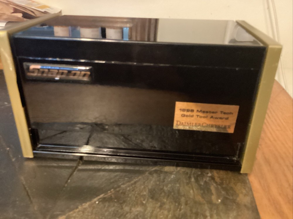 Snap On Tools 1998 Master Tech 3 Drawer Mini Micro Tool Box Back with Gold Trim