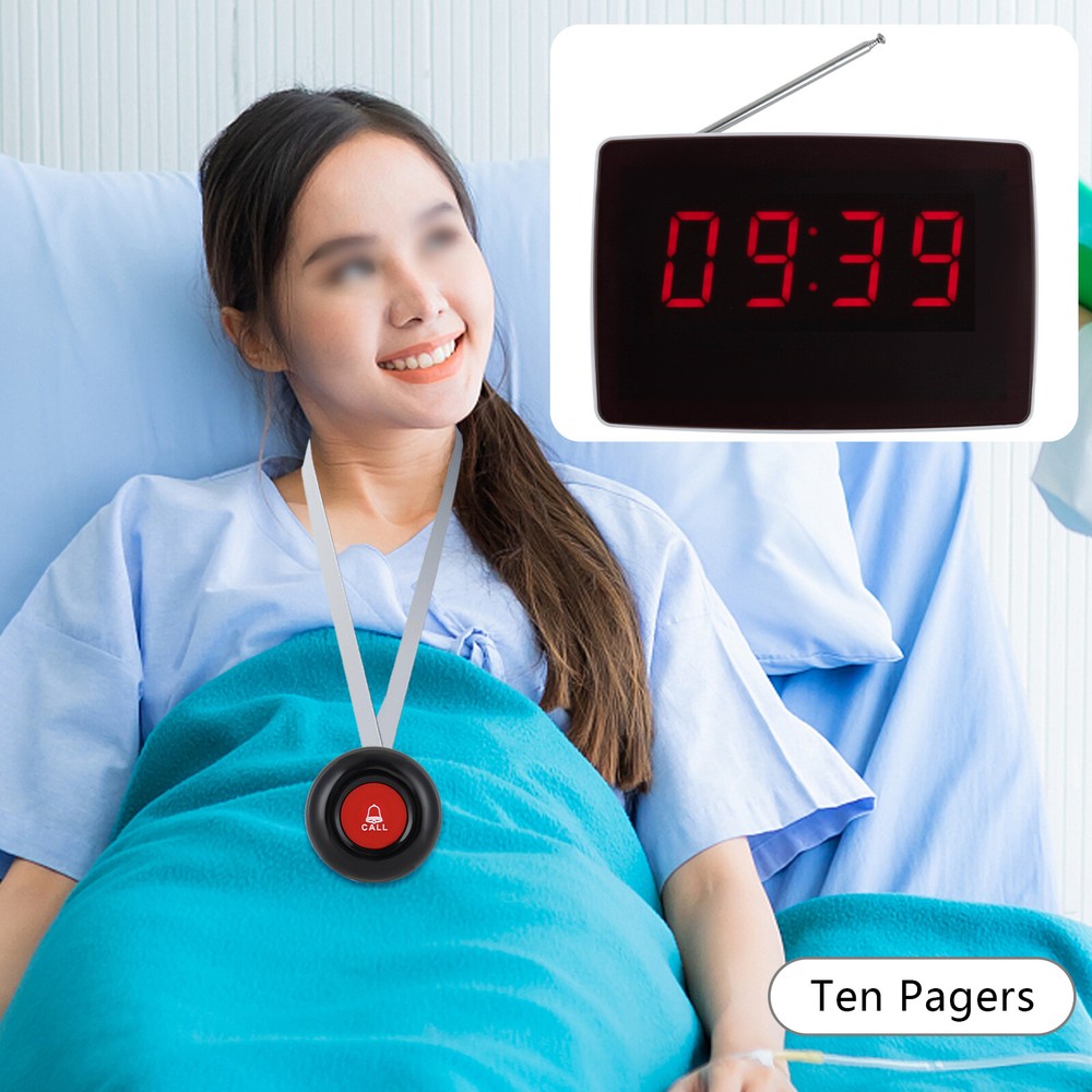 Wireless Calling Button Elderly Nurse Alert System 10 Call Buttons+1 Receiver