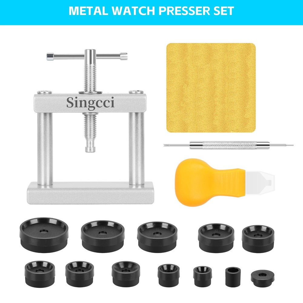 Singcci Watch Press Tool Set, Set Back Case Closer with 12 Silver