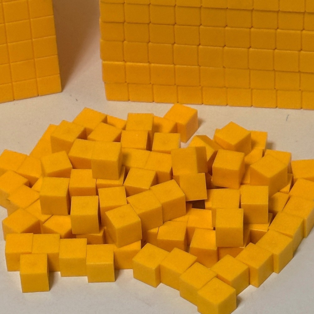 Base Ten Blocks Math Manipulatives Set Yellow Plastic Place Value Set