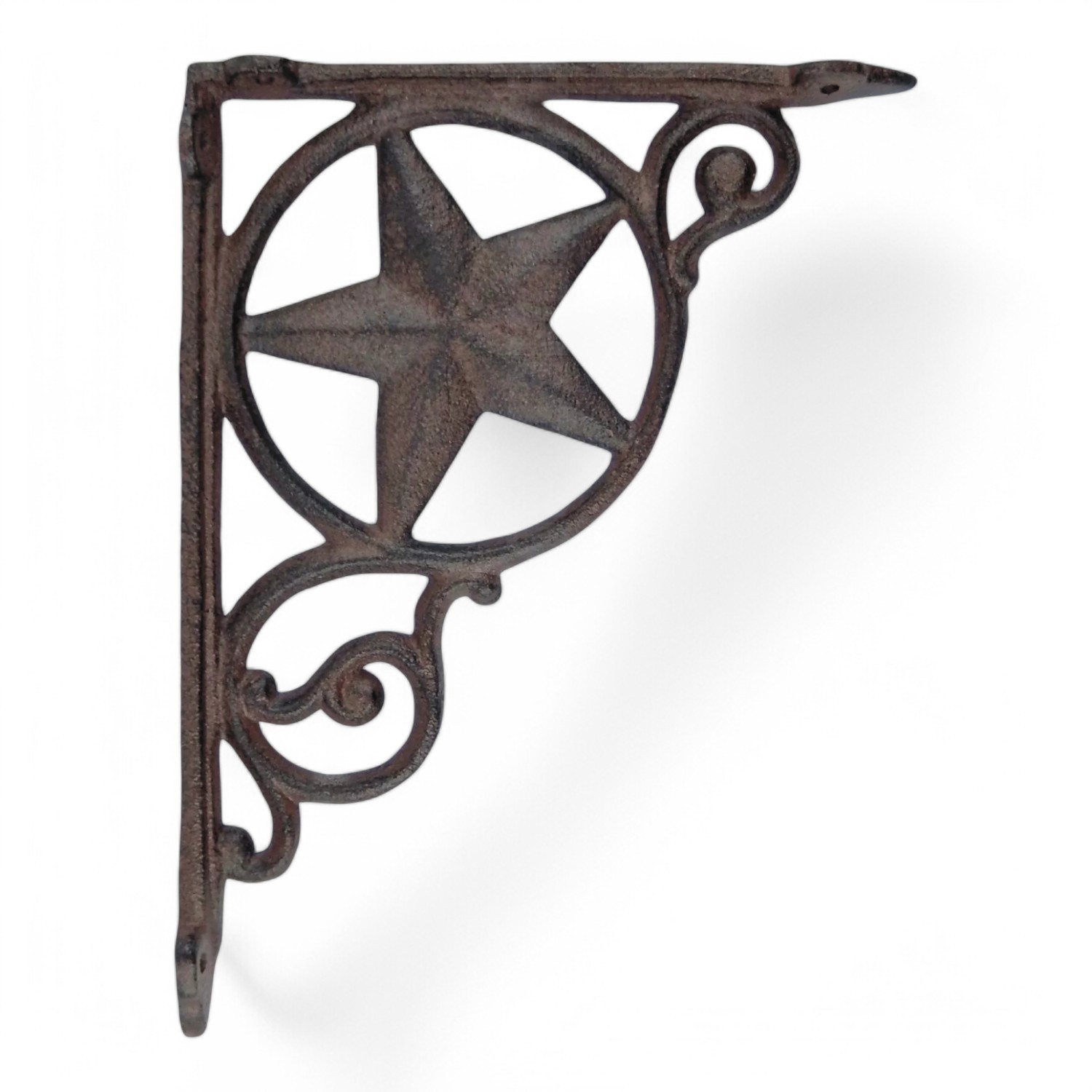 Western Star Shelf Brackets – Set of 2 Rustic Cast Iron Scroll Heavy Duty 9"