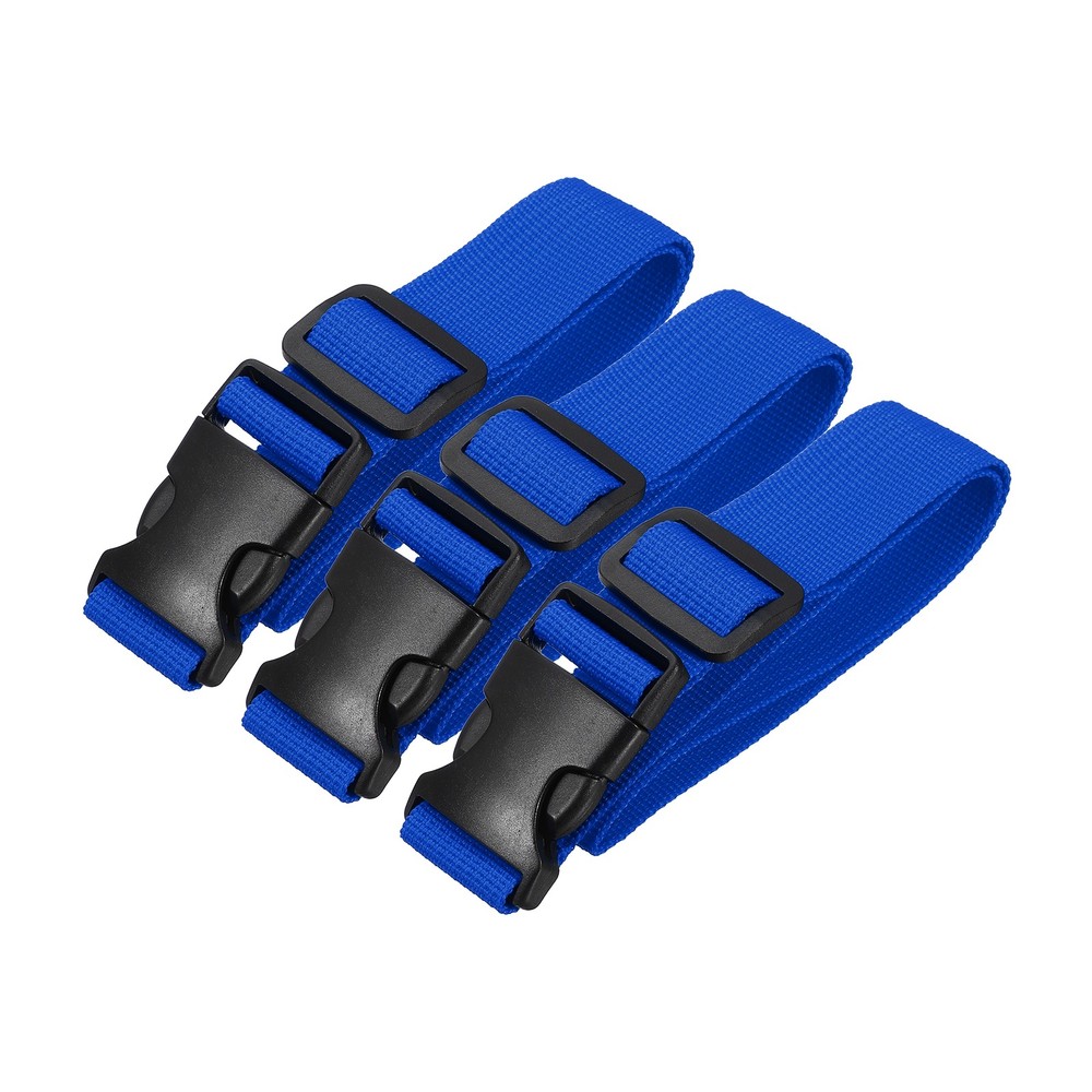 3pcs 1" x 2ft Utility Straps with Quick Release Buckle Adjustable, Blue