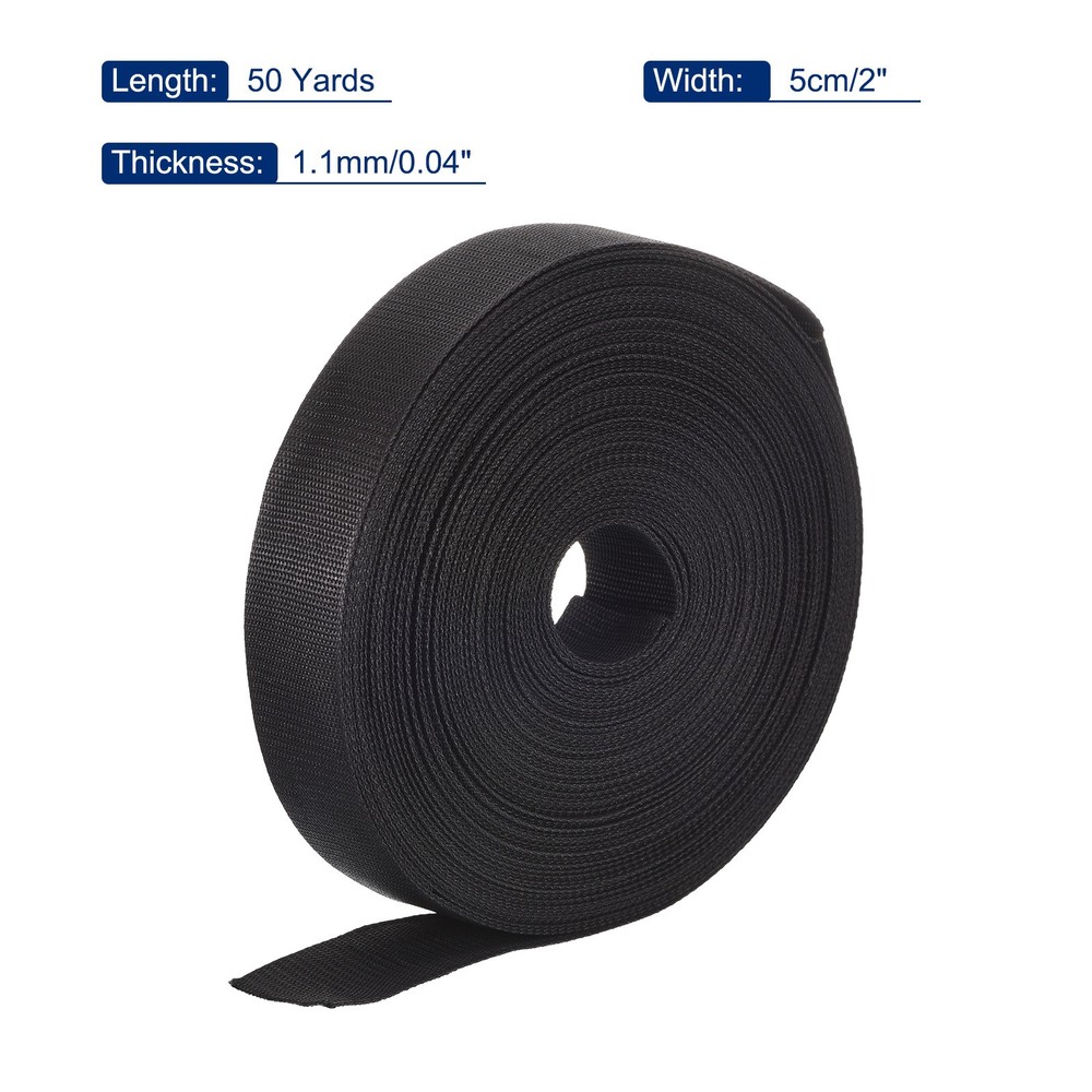 Lightweight Polypropylene Webbing Strap 2" 50 Yard Backpack Black