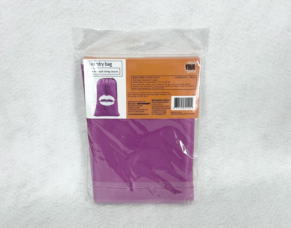 Pull String Laundry Kiss Me Lips Bag 24” X 36” Holds 2 Loads New