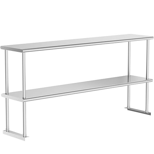 Stainless Steel Commercial Kitchen Wide Double Overshelf for Work Prep Table New