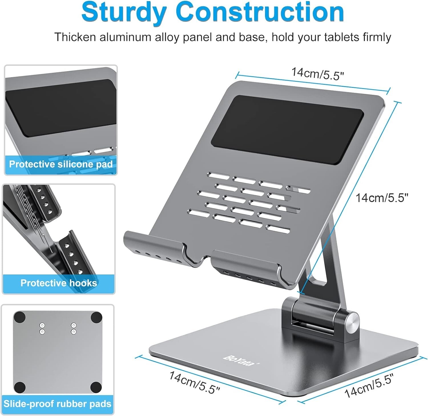 Tablet Stand Aluminum Adjustable Tablet Holder Foldable Desktop Stand iPad Mini