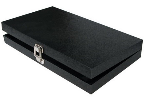 Grained Leatherette Wood Solid Top Lid White 8 Space Collectors Display Case
