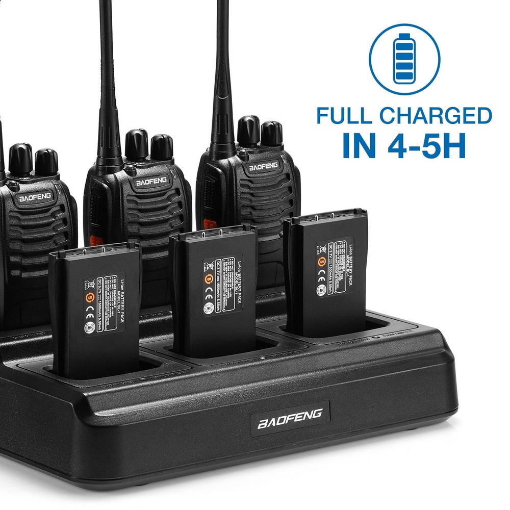 Baofeng BF-888S (6-Pack): UHF 5W Radios, 16CH, Bulk Charger & Flashlight Include