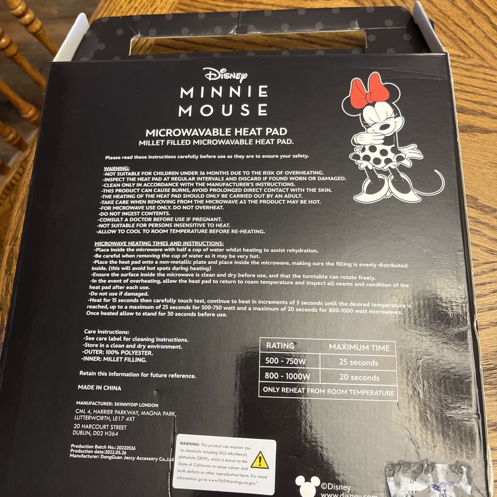 Disney Minnie Mouse Microwavable Heating Pad