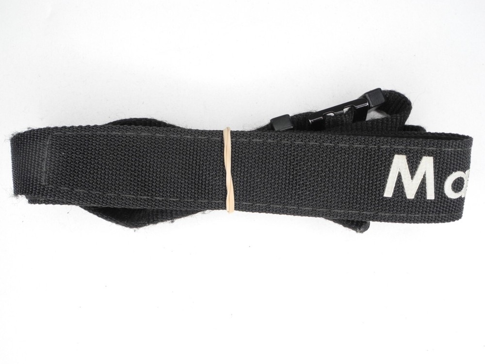 (Missing & Peeling Letters) Mamiya Black / White Camera Neck Strap (NO LUGS)