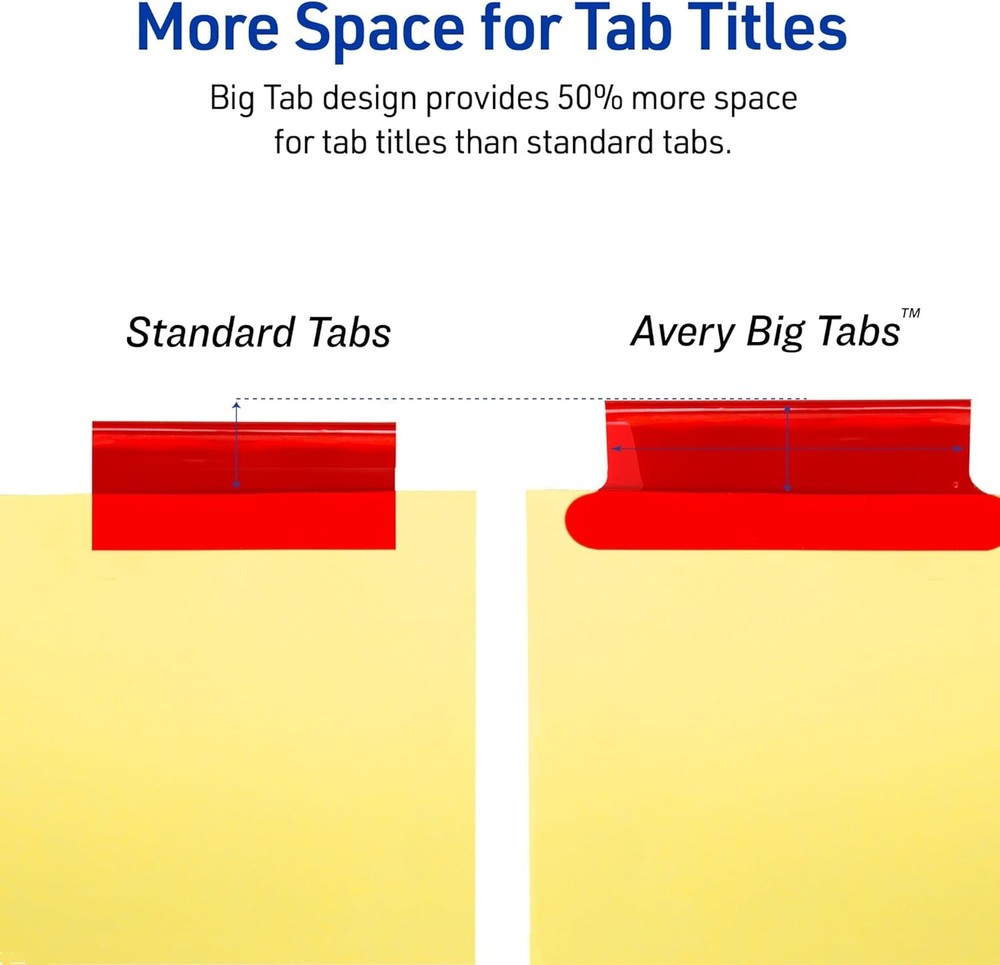 8-Tab Binder Dividers, Insertable Multicolor Big Tabs, 1 Set (11111)