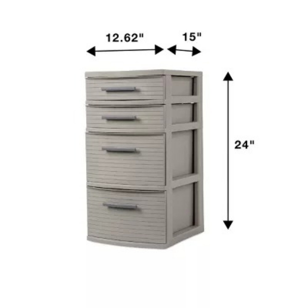 4 Drawer Weave Tower: Plastic Storage Organizer, Universal Storage