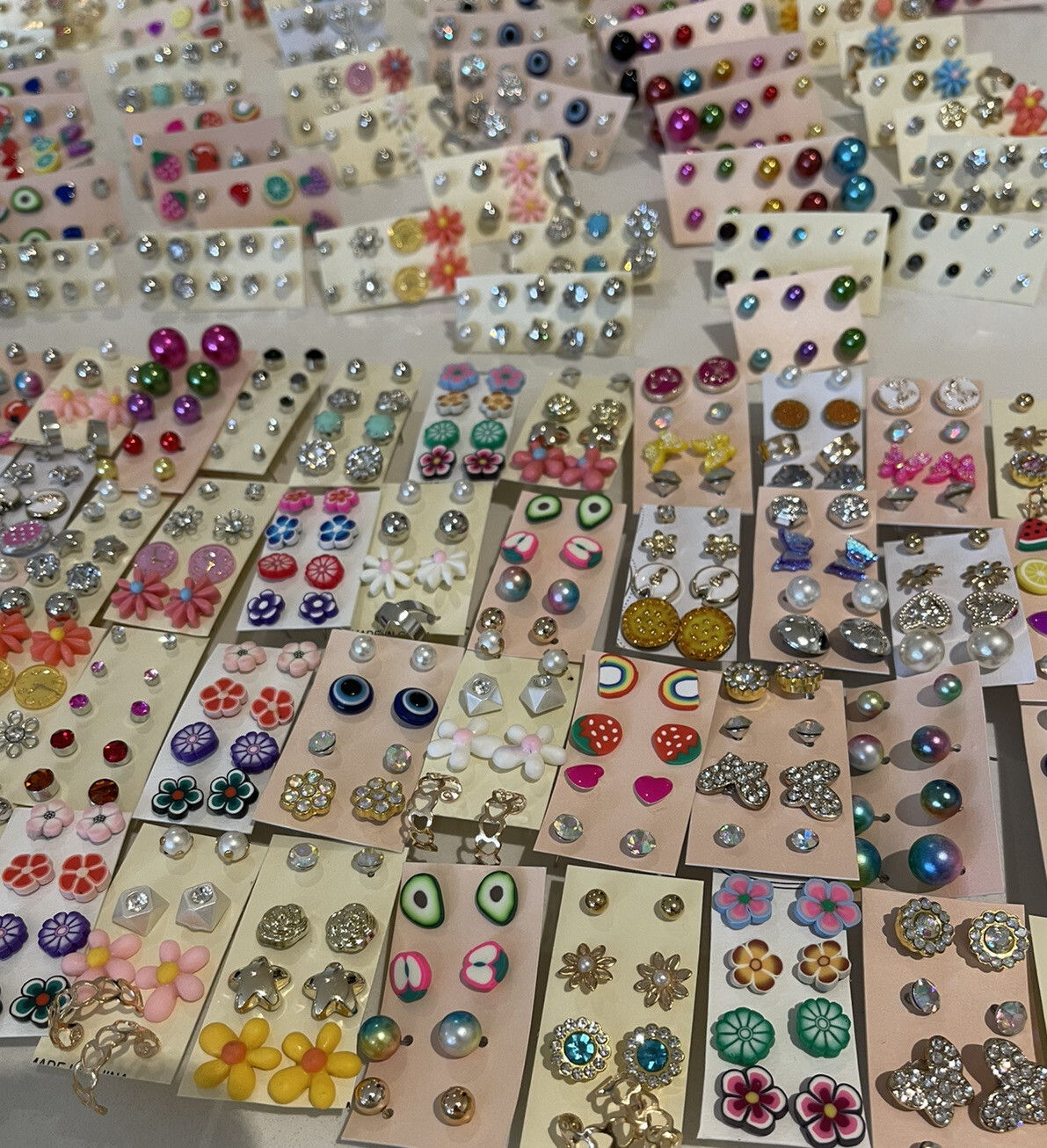 Wholesale Lot of 50 Pairs of Assorted Stud Earrings New Bling Glam