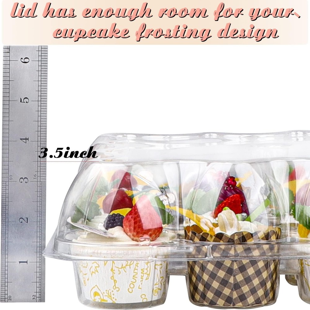 12 Counts X 15 Sets Cupcake Containers 12 Count Cupcake Boxes Plastic Cupcake Ca