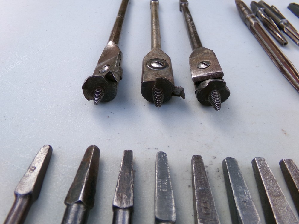 Lot of 23 Bit Brace Tools Reamers Countersink Bits Expansion Auger Bits