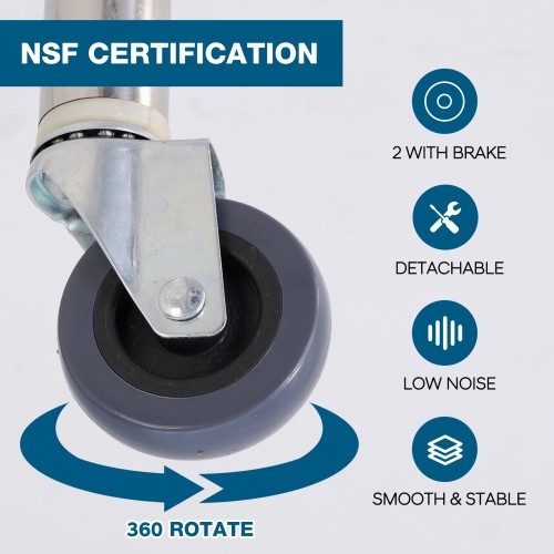NSF Stainless Steel Work Prep Table with Casters Commercial Restaurant Kitchen