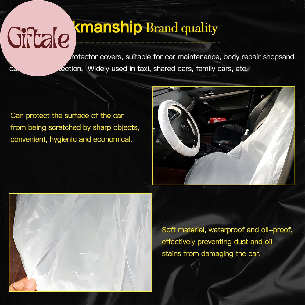 100Pcs Disposable Car Protective Covers Set 5In1 Plastic Car Interior Protector