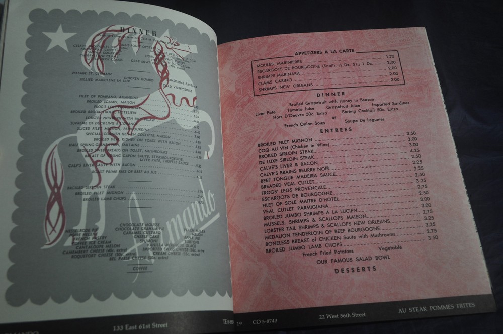 1962 *FIRST* Menu Manhattan Magazine *MAXIMS*