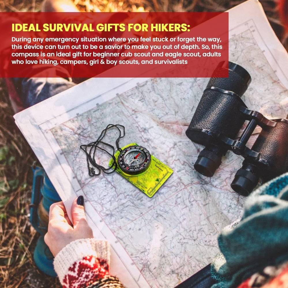 Survival-Oriented Orienteering Compass with Liquid-Filled Needle - 1:24000 Scale