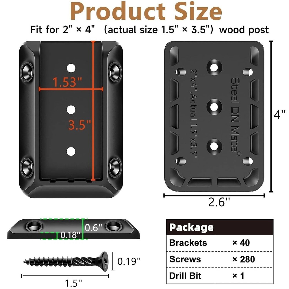 Heavy Duty 40-PC Deck Railing Brackets Set - Simple Installation & Stronghold