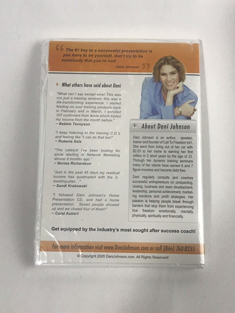 "Million Dollar" Presentation Success System 2 CD Set Dani Johnson Excellent