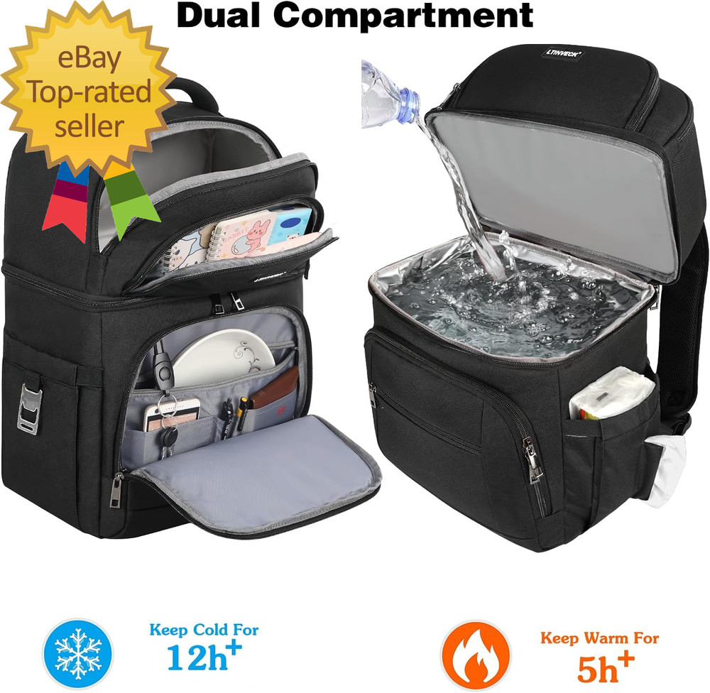 Cooler Backpack,Insulated Backpack Cooler Leakproof Double Deck Cooler Bag