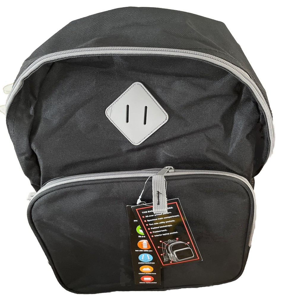 Back Pack  By A.D Sutton  17 1/2” Black- Interior Laptop Pocket.