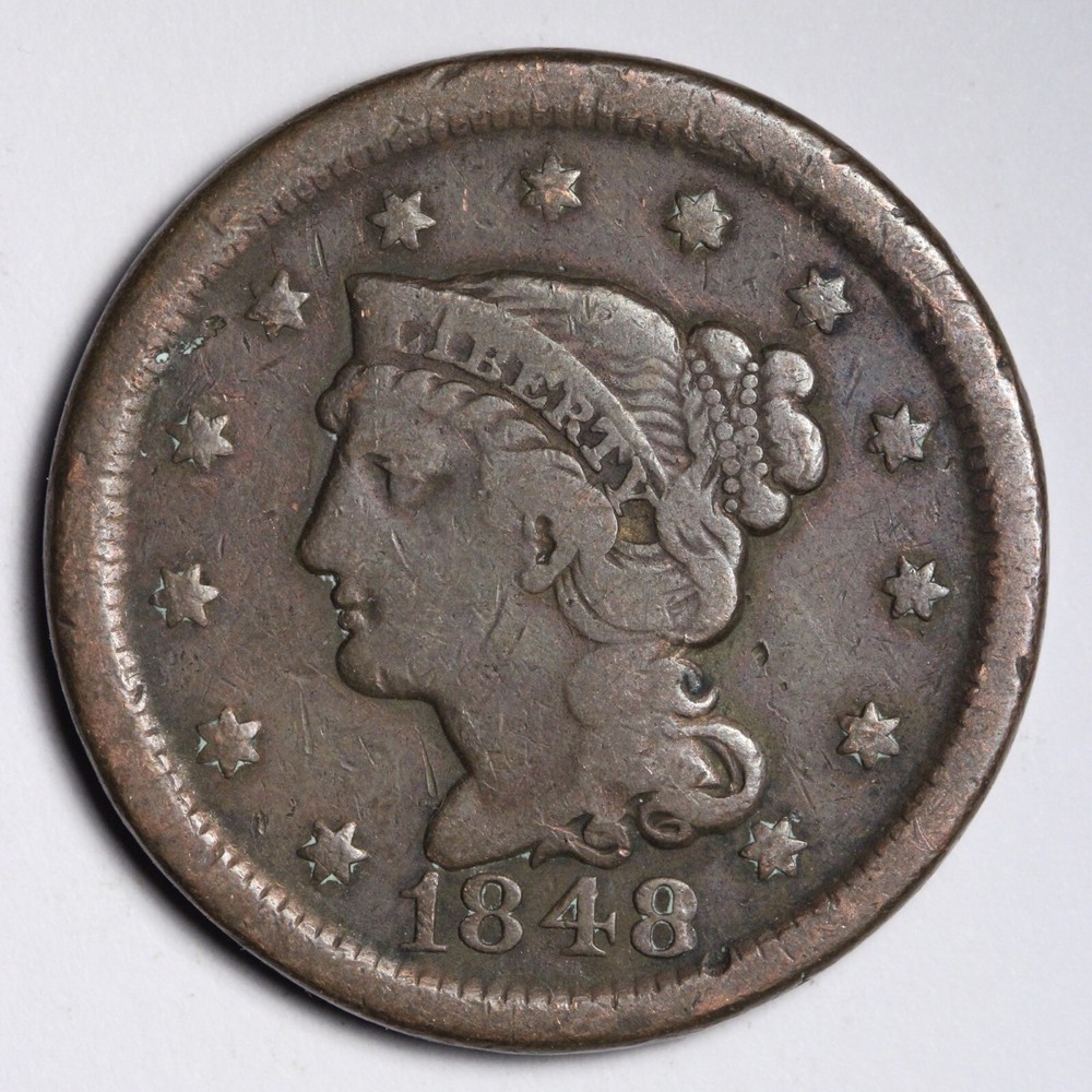 1848 Braided Hair Large Cent CHOICE FINE E356 ACL
