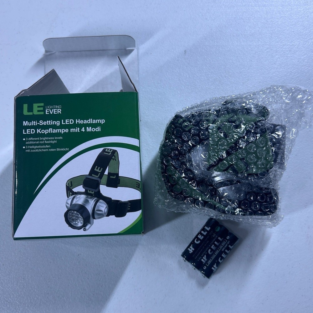 LE Lighting Ever Multi Setting LED Headlamp Headlight with 3 Brightness Levels