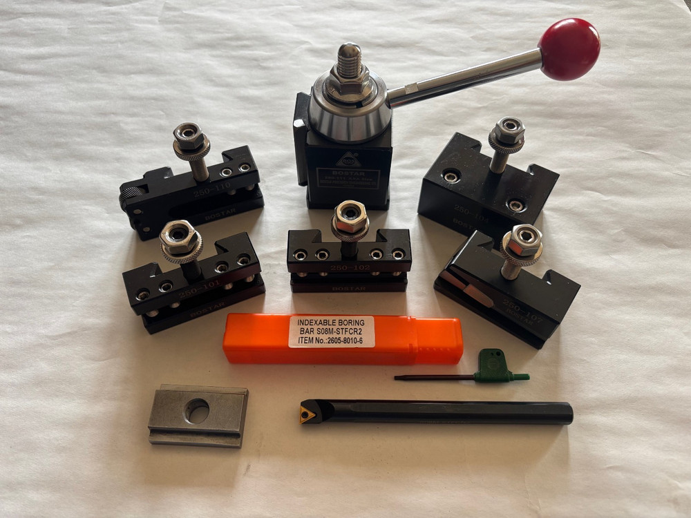 8pc WEDGE TYPE AXA QUICK CHANGE TOOLPOST SET, BORING BAR, HARDINGE, CRAFTSMAN
