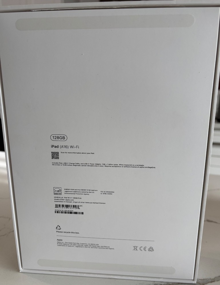 ipad box only A16 Pink 128GB