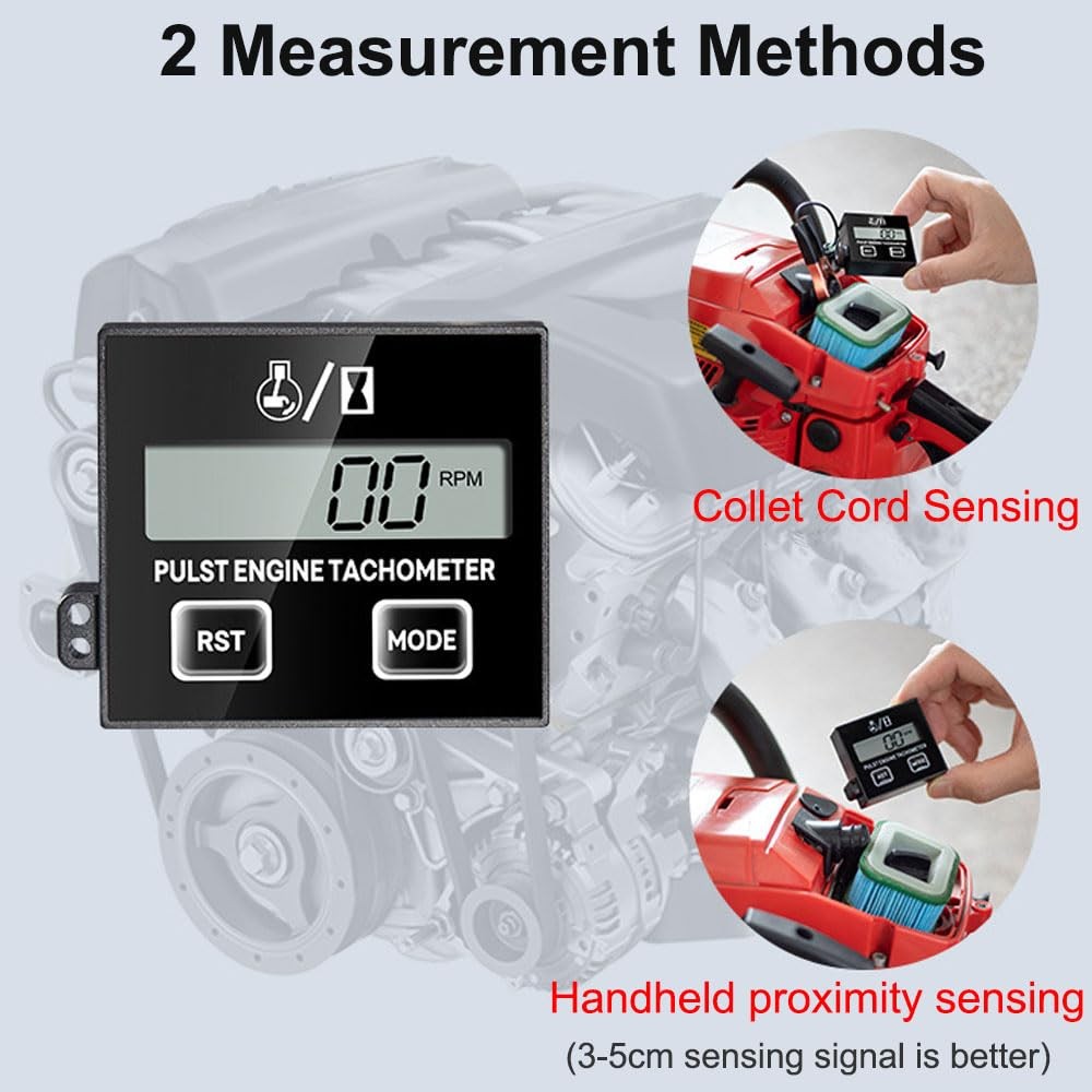 Small Engine Tachometer, Digital Tachometer Tach Gauge Reset Function Equippe...