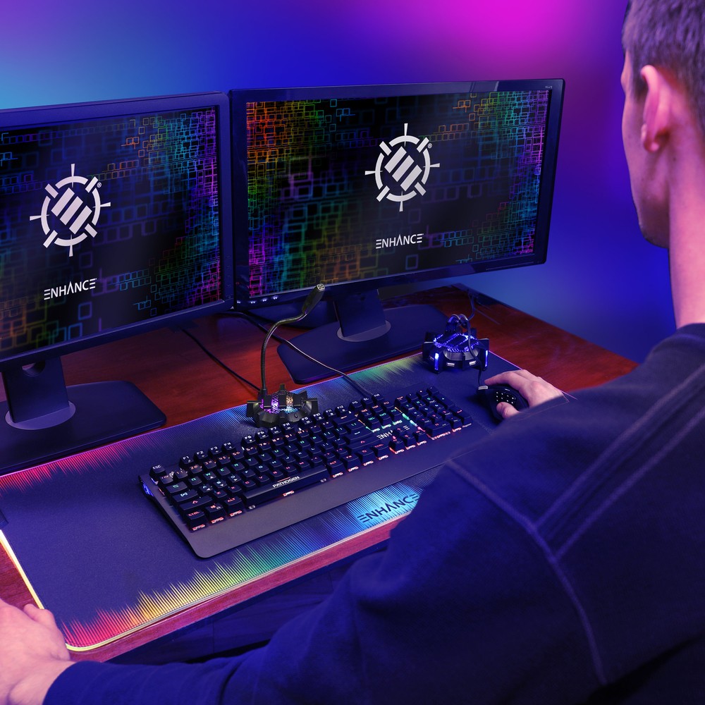 ENHANCE Microphone for PC with USB Plug, Mute Button Compatible with PC, PS5