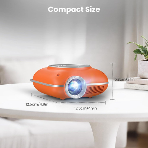 Mini Projector with Two -Way Bluetooth, Portable for Home Orange