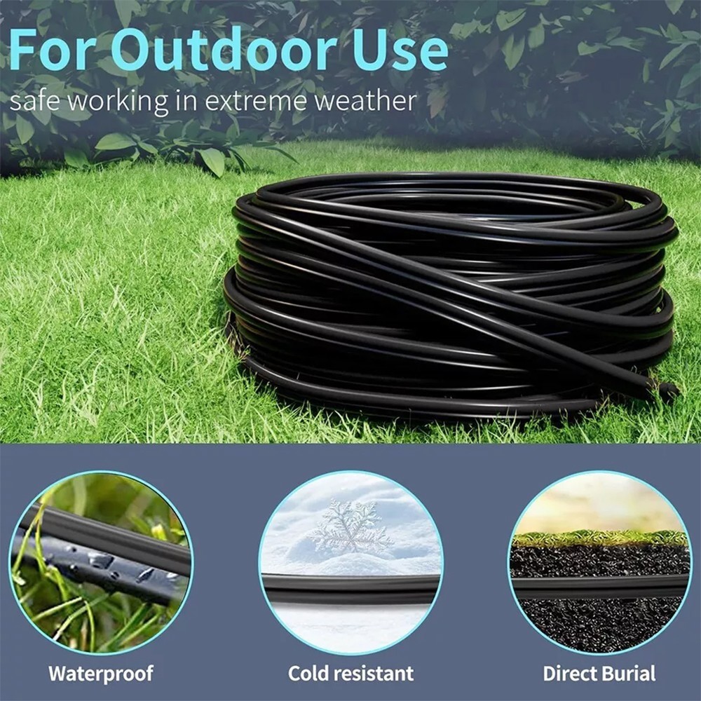 200FT LOW VOLTAGE 12/2 CABLE LANDSCAPE BURIAL COPPER WIRE OUTSIDE 12AWG 2 CORE