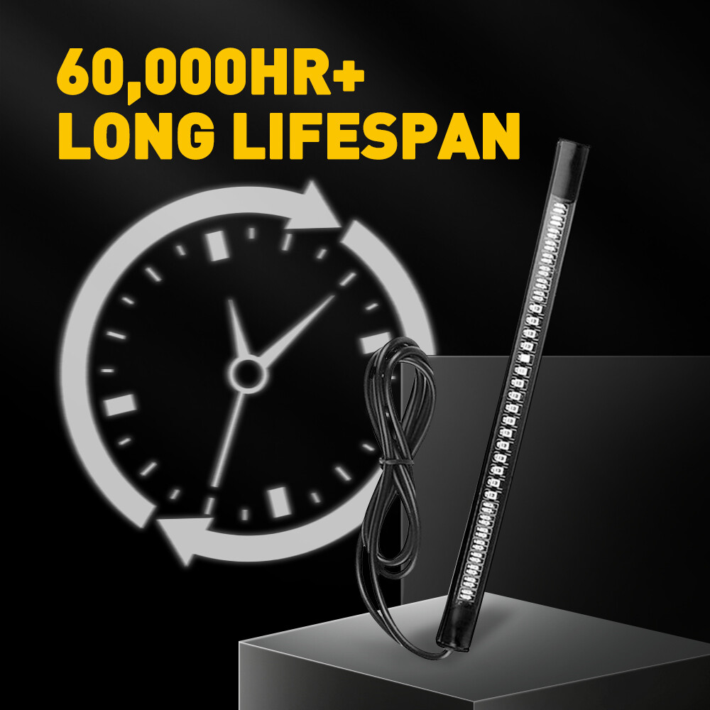 2 Flexible Motorcycle LED Strip 48LED Brake Stop Turn Signals Running Tail Light