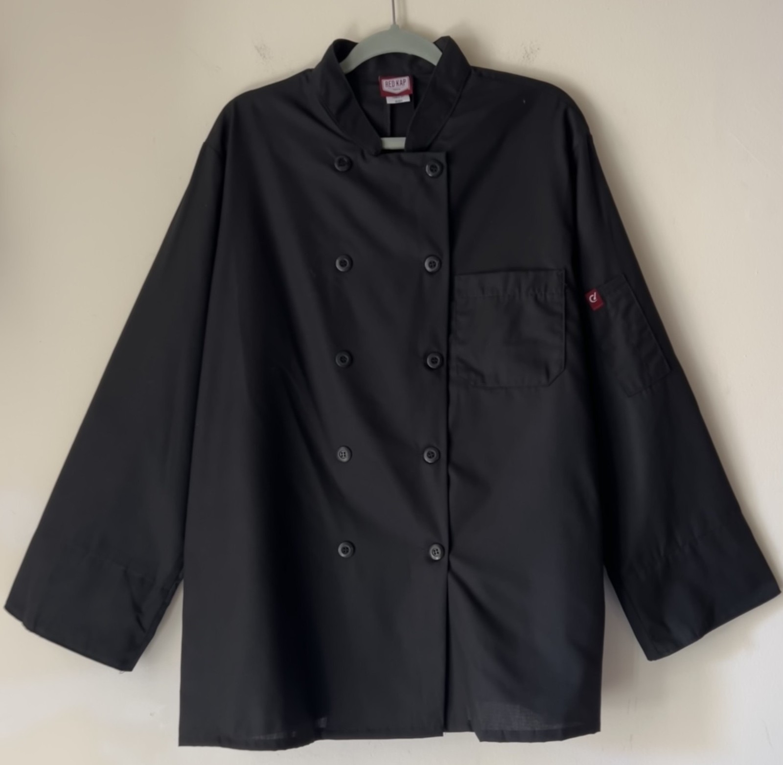Red Kap Chef Coat Men's Long Sleeve Ten Button Mimix Size Large Black NWOT